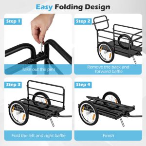 Costway Fietskar met Vouwbaar Frame 55 kg Laadvermogen Fietskar met Oxford Stoffen Bekleding 40 cm Luchtwielen met Reflectoren voor Kamperen